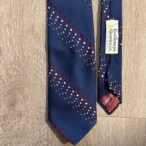 Givenchy Navy Tie with Red and Gray Dots